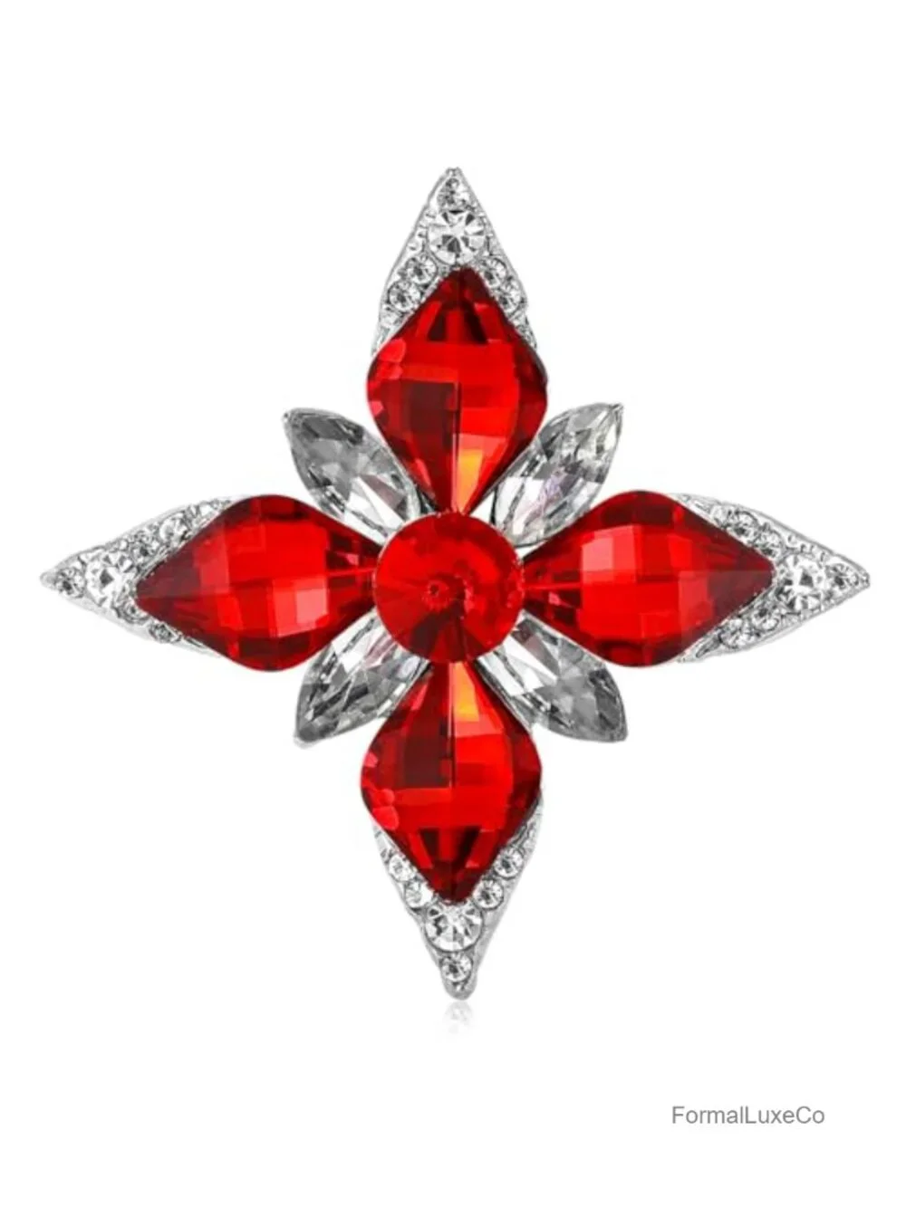 Vintage Austrian Crystal Brooch Pin Alloy Rhinestone Elegant Jewelry Gift